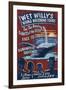 Blue Whale Watching - Vintage Sign-Lantern Press-Framed Art Print