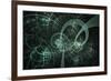 Blue Wheels Abstract Fractal Design-Algol2-Framed Art Print