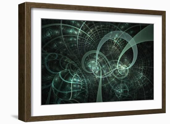 Blue Wheels Abstract Fractal Design-Algol2-Framed Art Print