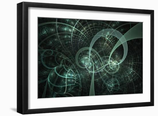 Blue Wheels Abstract Fractal Design-Algol2-Framed Art Print