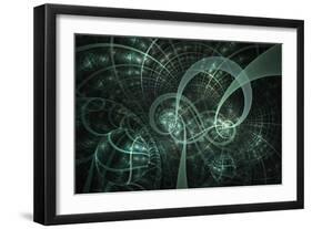 Blue Wheels Abstract Fractal Design-Algol2-Framed Art Print