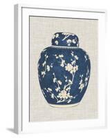 Blue & White Ginger Jar on Linen I-Vision Studio-Framed Art Print