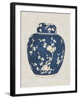 Blue & White Ginger Jar on Linen I-Vision Studio-Framed Art Print