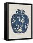 Blue & White Ginger Jar on Linen I-Vision Studio-Framed Stretched Canvas