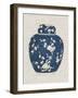 Blue & White Ginger Jar on Linen I-Vision Studio-Framed Art Print