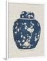 Blue & White Ginger Jar on Linen I-Vision Studio-Framed Art Print