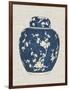 Blue & White Ginger Jar on Linen I-Vision Studio-Framed Art Print