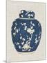 Blue & White Ginger Jar on Linen I-Vision Studio-Mounted Art Print