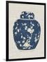 Blue & White Ginger Jar on Linen I-Vision Studio-Framed Art Print