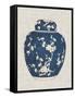 Blue & White Ginger Jar on Linen I-Vision Studio-Framed Stretched Canvas