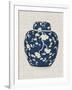 Blue & White Ginger Jar on Linen II-Vision Studio-Framed Art Print