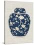 Blue & White Ginger Jar on Linen II-Vision Studio-Stretched Canvas