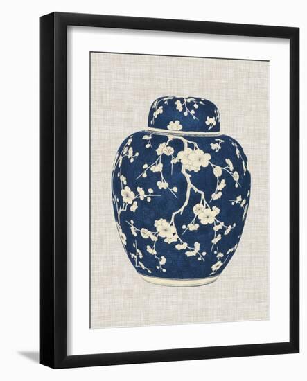 Blue & White Ginger Jar on Linen II-Vision Studio-Framed Art Print