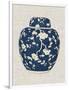 Blue & White Ginger Jar on Linen II-Vision Studio-Framed Art Print