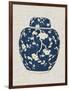 Blue & White Ginger Jar on Linen II-Vision Studio-Framed Art Print