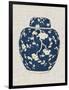 Blue & White Ginger Jar on Linen II-Vision Studio-Framed Art Print