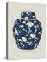 Blue & White Ginger Jar on Linen II-Vision Studio-Stretched Canvas