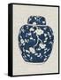 Blue & White Ginger Jar on Linen II-Vision Studio-Framed Stretched Canvas