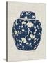 Blue & White Ginger Jar on Linen II-Vision Studio-Stretched Canvas