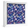 Blue Wild Flowers Seamless Pattern-nad_o-Framed Art Print