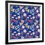 Blue Wild Flowers Seamless Pattern-nad_o-Framed Art Print