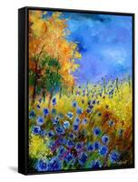 Blue wild flowers with an orange tree-Pol Ledent-Framed Stretched Canvas