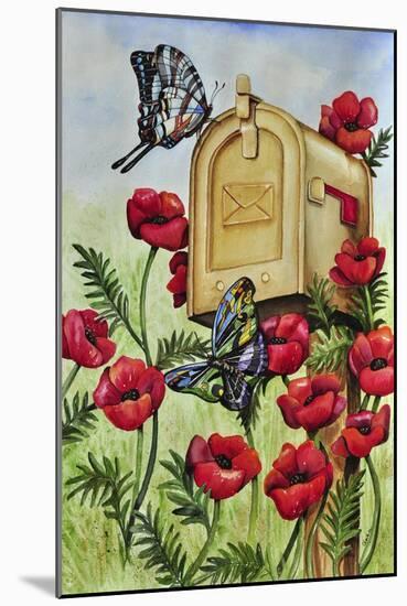 Blue Wing, Swallowtail and Poppies-Charlsie Kelly-Mounted Giclee Print