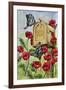 Blue Wing, Swallowtail and Poppies-Charlsie Kelly-Framed Giclee Print