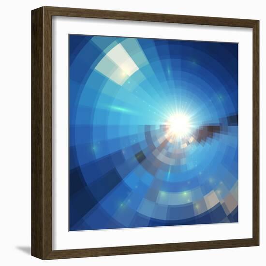 Blue Winter Sunshine in Mosaic Glass Window-art_of_sun-Framed Art Print