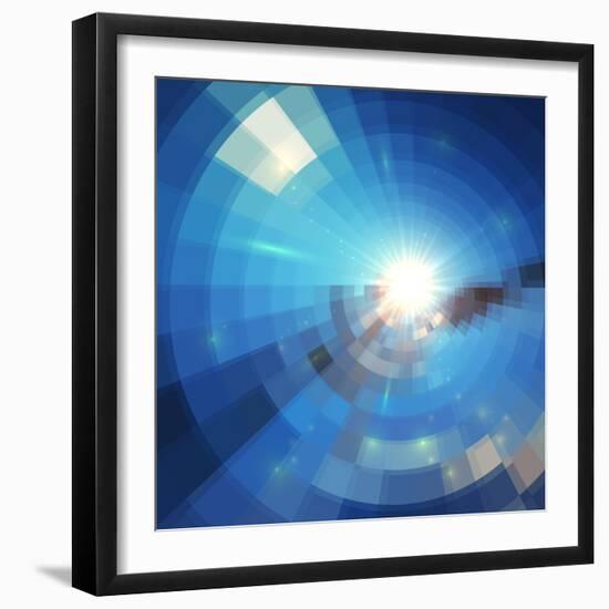 Blue Winter Sunshine in Mosaic Glass Window-art_of_sun-Framed Art Print