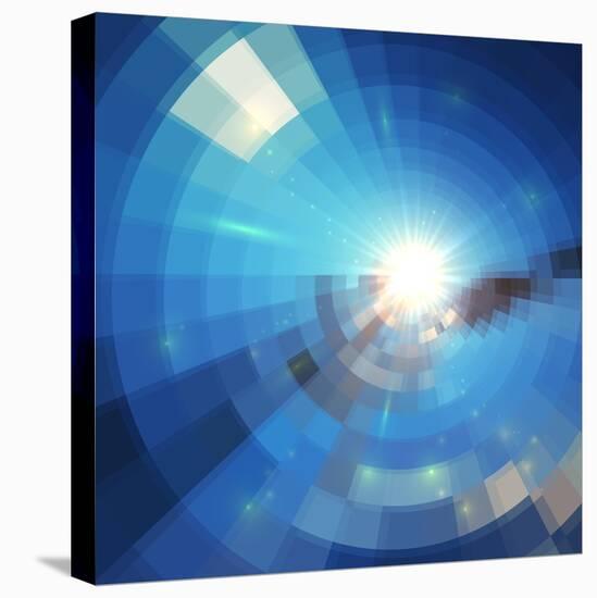 Blue Winter Sunshine in Mosaic Glass Window-art_of_sun-Stretched Canvas