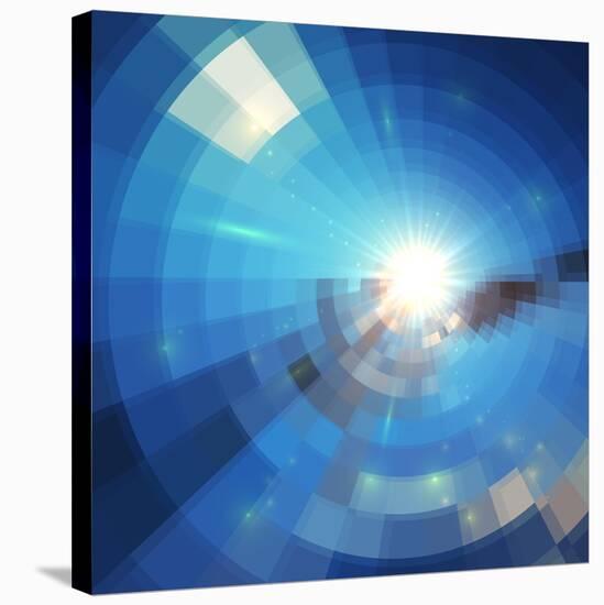 Blue Winter Sunshine in Mosaic Glass Window-art_of_sun-Stretched Canvas