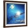 Blue Winter Sunshine in Mosaic Glass Window-art_of_sun-Framed Art Print