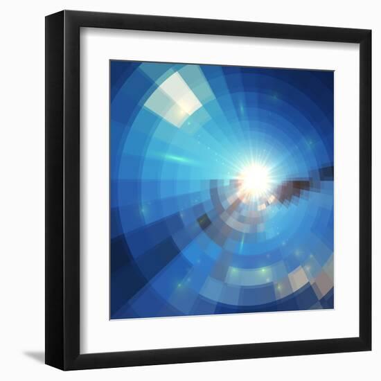 Blue Winter Sunshine in Mosaic Glass Window-art_of_sun-Framed Art Print