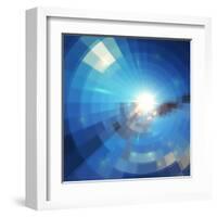 Blue Winter Sunshine in Mosaic Glass Window-art_of_sun-Framed Art Print