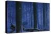 Blue Wolf-Bill Makinson-Stretched Canvas