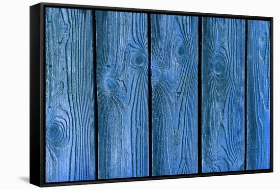 Blue Wood Texture with Natural Patterns-tombaky-Framed Stretched Canvas