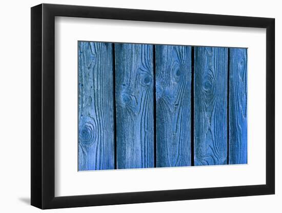 Blue Wood Texture with Natural Patterns-tombaky-Framed Photographic Print