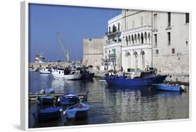 Blue Wooden Boats and Fishing Vessels in the Walled Harbour of Monopoli in Apulia, Italy, Europe-Stuart Forster-Framed Photographic Print