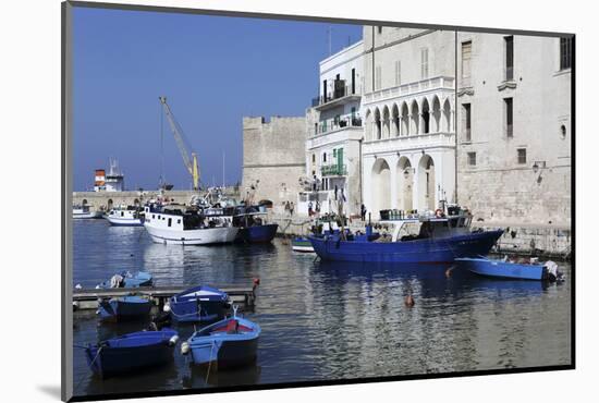 Blue Wooden Boats and Fishing Vessels in the Walled Harbour of Monopoli in Apulia, Italy, Europe-Stuart Forster-Mounted Photographic Print