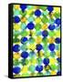 Blue Yellow Green Abstract Flowing Paint Pattern-Amy Vangsgard-Framed Stretched Canvas