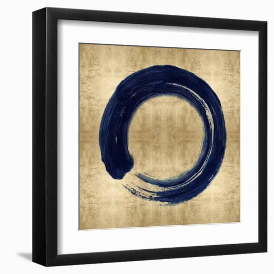 Blue Zen Circle on Gold I-Ellie Roberts-Framed Art Print