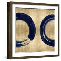 Blue Zen Circle on Gold II-Ellie Roberts-Framed Art Print