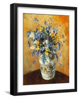 Bluebells and Narcissi in a Decorated Vase, (Oil on Canvas)-James Bolivar Manson-Framed Giclee Print
