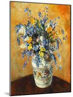 Bluebells and Narcissi in a Decorated Vase, (Oil on Canvas)-James Bolivar Manson-Mounted Giclee Print