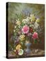 Bluebells, Daffodils, Primroses and Peonies in a Blue Vase-Albert-Charles Lebourg-Stretched Canvas
