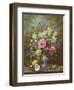 Bluebells, Daffodils, Primroses and Peonies in a Blue Vase-Albert-Charles Lebourg-Framed Giclee Print