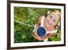 Blueberries, Summer, Child - Lovely Girl with Fresh Blueberries in the Garden-Gorilla-Framed Photographic Print
