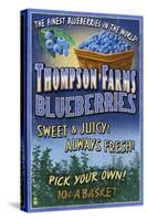 Blueberry Farm - Vintage Sign-Lantern Press-Stretched Canvas