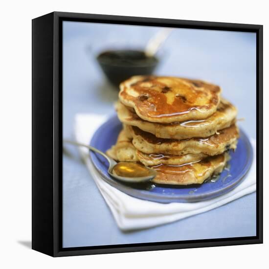 Blueberry Pancakes with Maple Syrup-Tara Fisher-Framed Stretched Canvas